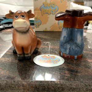 Western Cowboy Rodeo Bull Rider Salt & Pepper Shakers